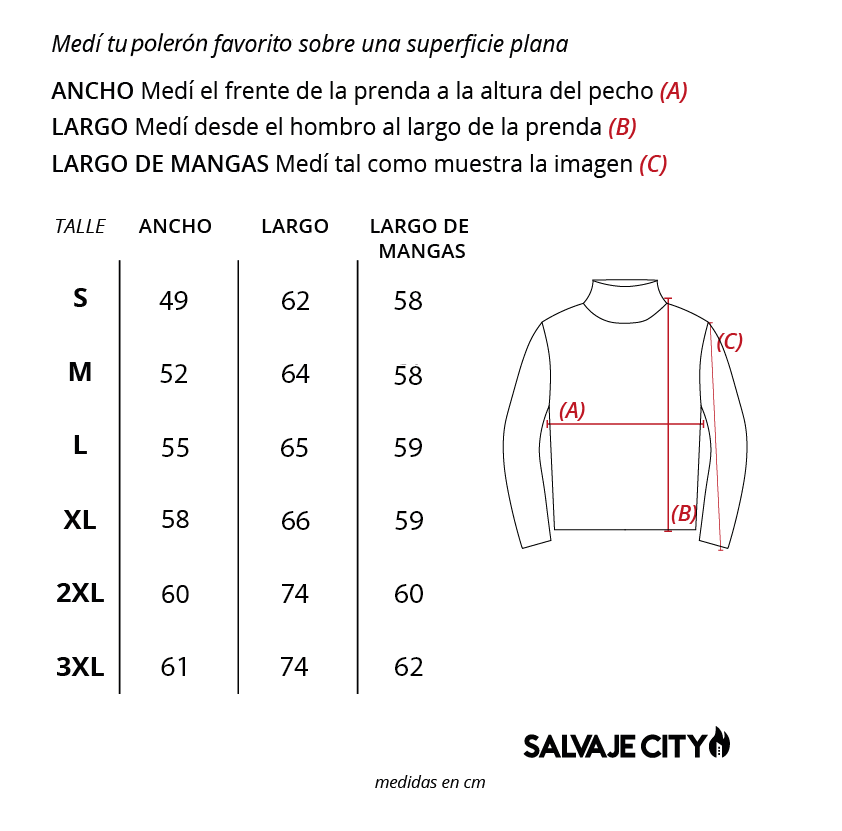 tabla de talles poleron dean fw 22